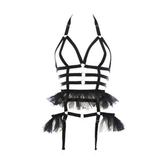 Black Black Bodysuit Couples Strappy Harness Lingerie Revealing Teddy