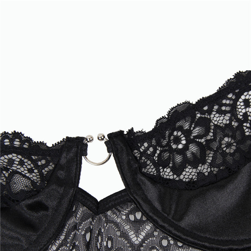 Black Corset Bodysuit Sheer mature sheer lingerie Sheer Teddy