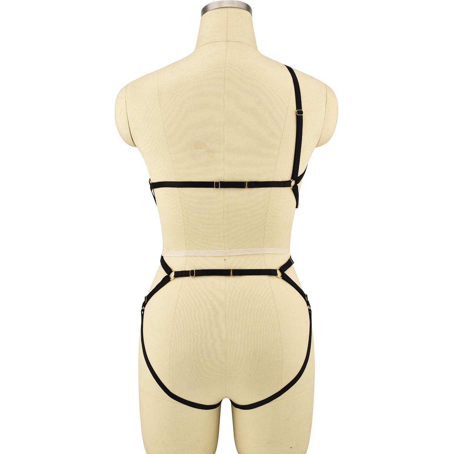 Chubby Womens Black Bodysuit Submissive Strappy Harness Lingerie Hot Teddy