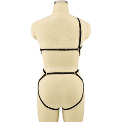 Chubby Womens Black Bodysuit Submissive Strappy Harness Lingerie Hot Teddy