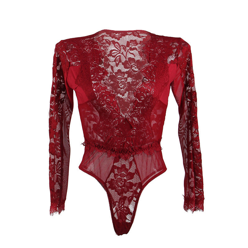 Extreme Sexy Bodysuit Nasty mature woman lingerie Revealing Red Teddy