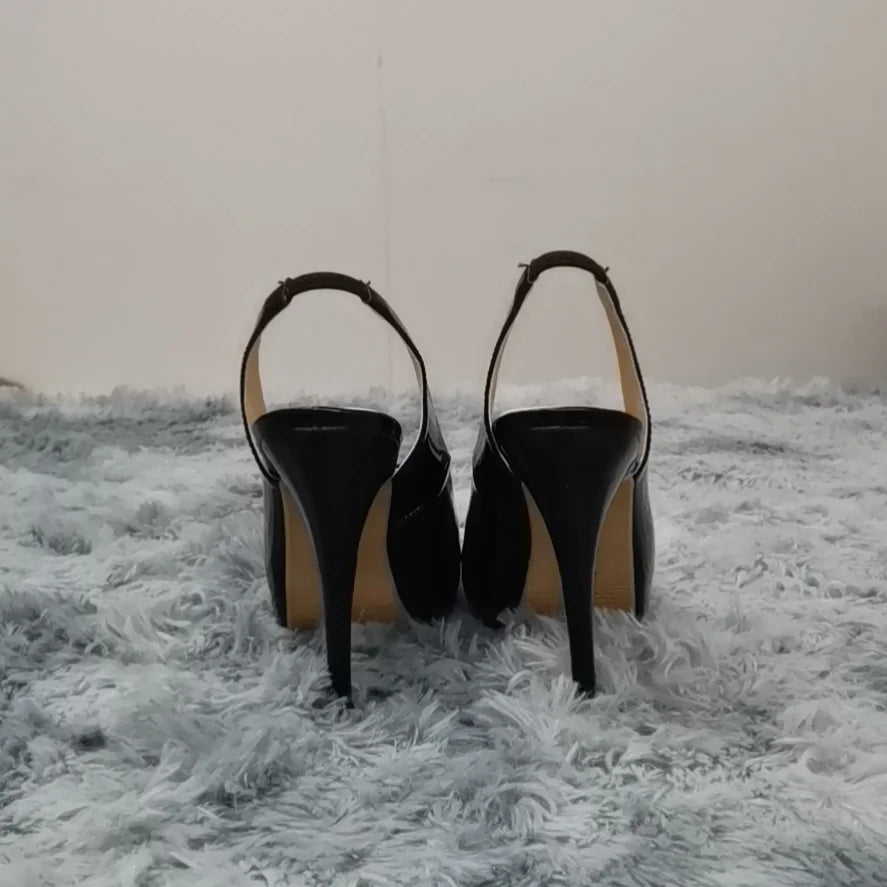 12cm Thin Heels Patent Leather Platform High Heels