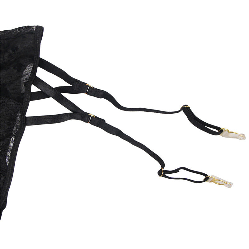 Lace Black Corset Bodysuit  Harness Busty Mature Lingerie Garter Belt