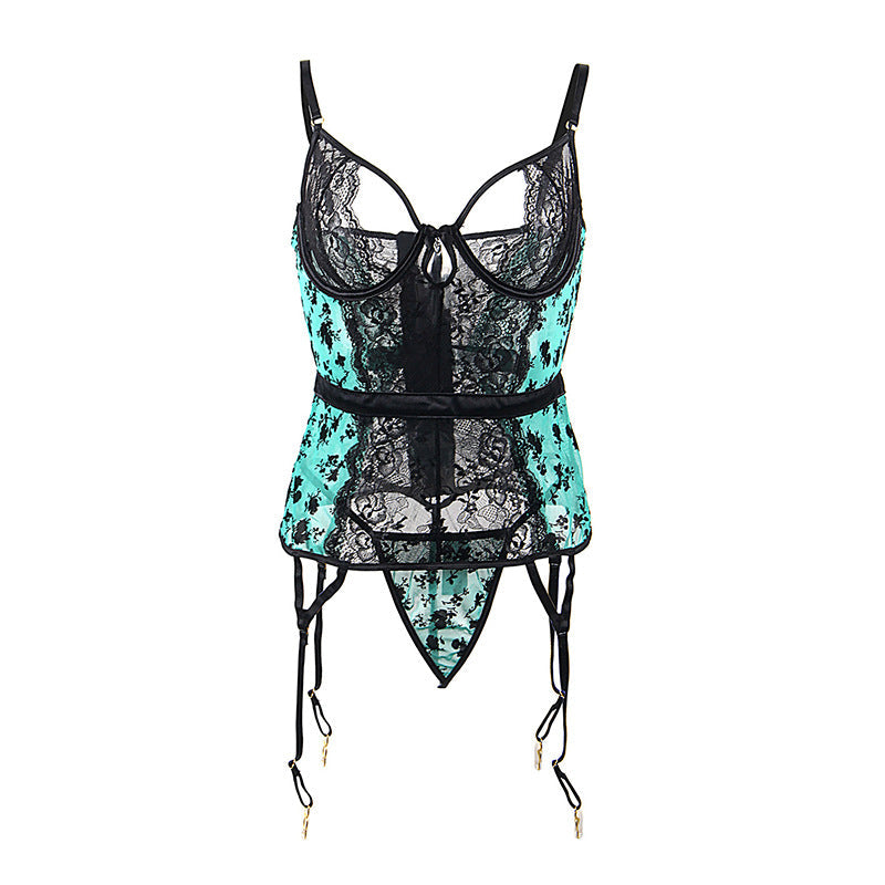 Lace Black Corset Bodysuit  Harness Busty Mature Lingerie Garter Belt