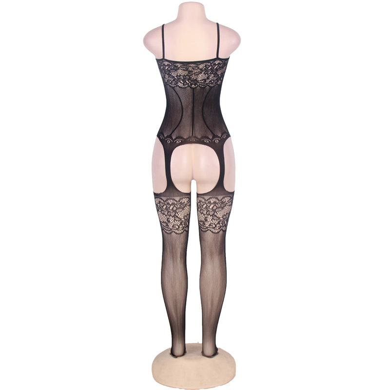 Lace Black Mesh Bodysuit mature women lingerie Bodystockings