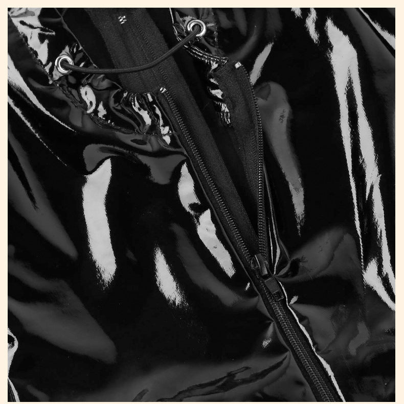 Latina Black Bodysuit Leather Kinky Lingerie Black Teddy