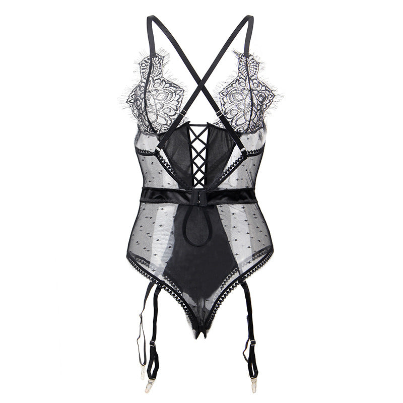 Naughty White Lace Bodysuit Lace sexy mature women in lingerie Slutty