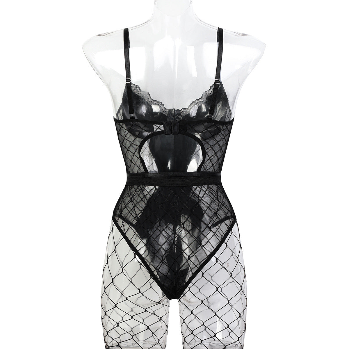 Black Leather Lace HubLai Lingerie