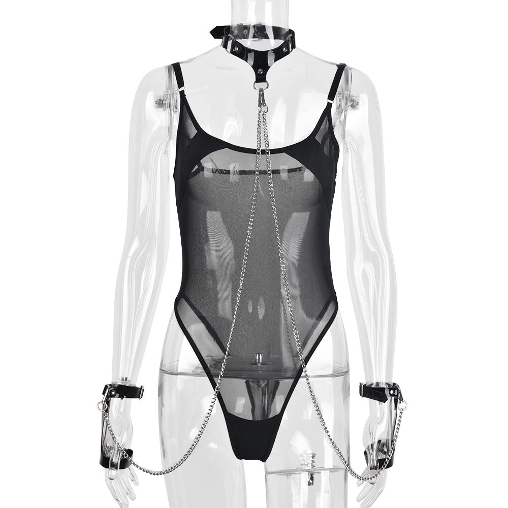 Latina Long Sleeve Bodysuit Sexy HubLai Lingerie Women Teddy Choker