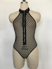 Revealing Red Bodysuit Latina Mesh See Through Lingerie Women  Teddy