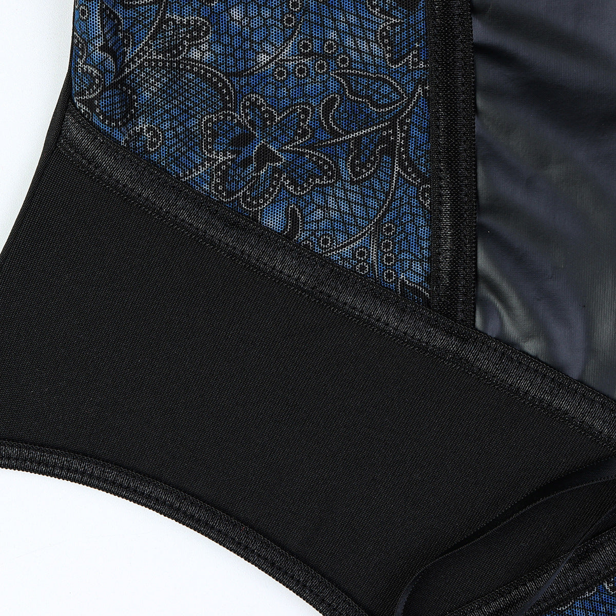 Leather Floral Corset Bodysuit HubLai Lingerie
