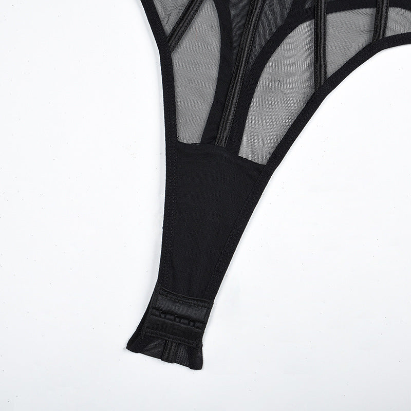 Black Lace Bodysuit Lingerie HubLai Slutty Teddy Choker
