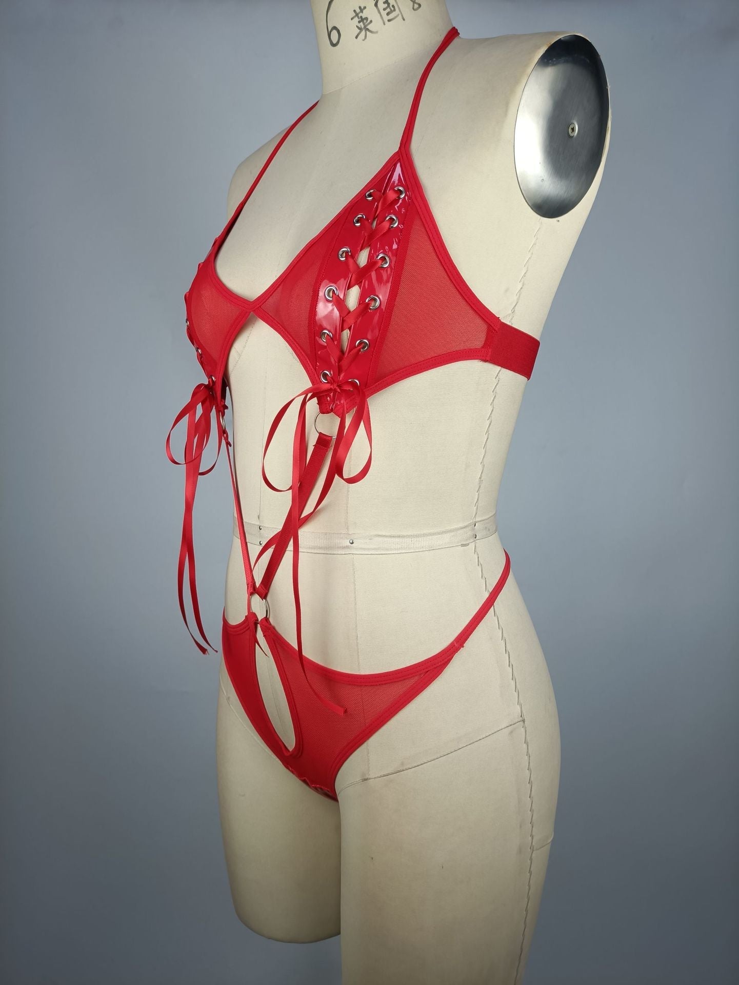 Black Sexy Bodysuit Red Plus Size Leather Lingerie Latina Teddy