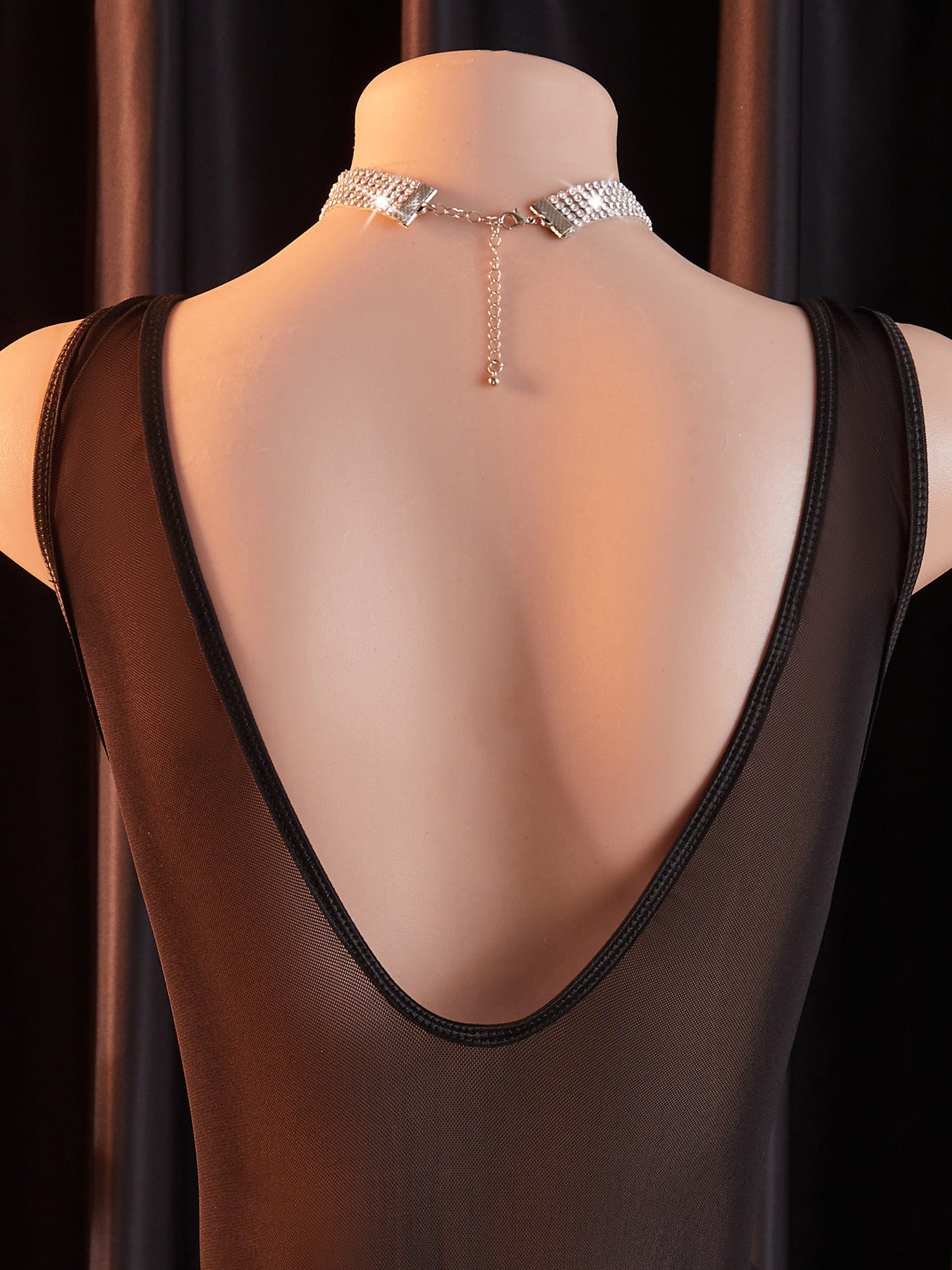 Vinyl Peek-A-Boo Chain Bodysuit HubLai