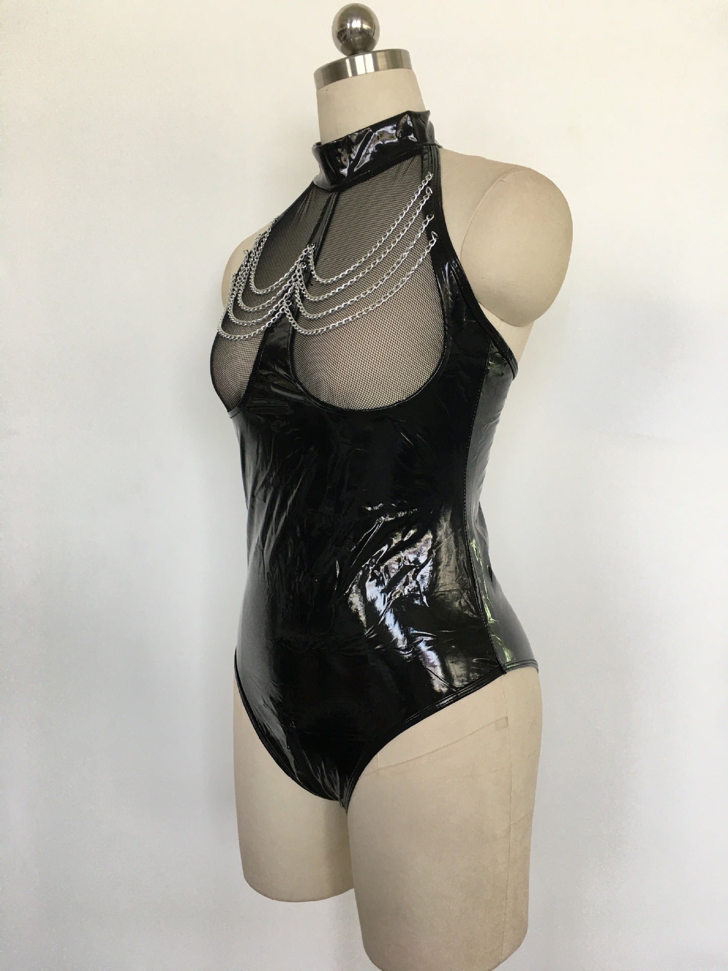 Womens Black Bodysuit Intimate HubLai Leather Lingerie Latina Teddy
