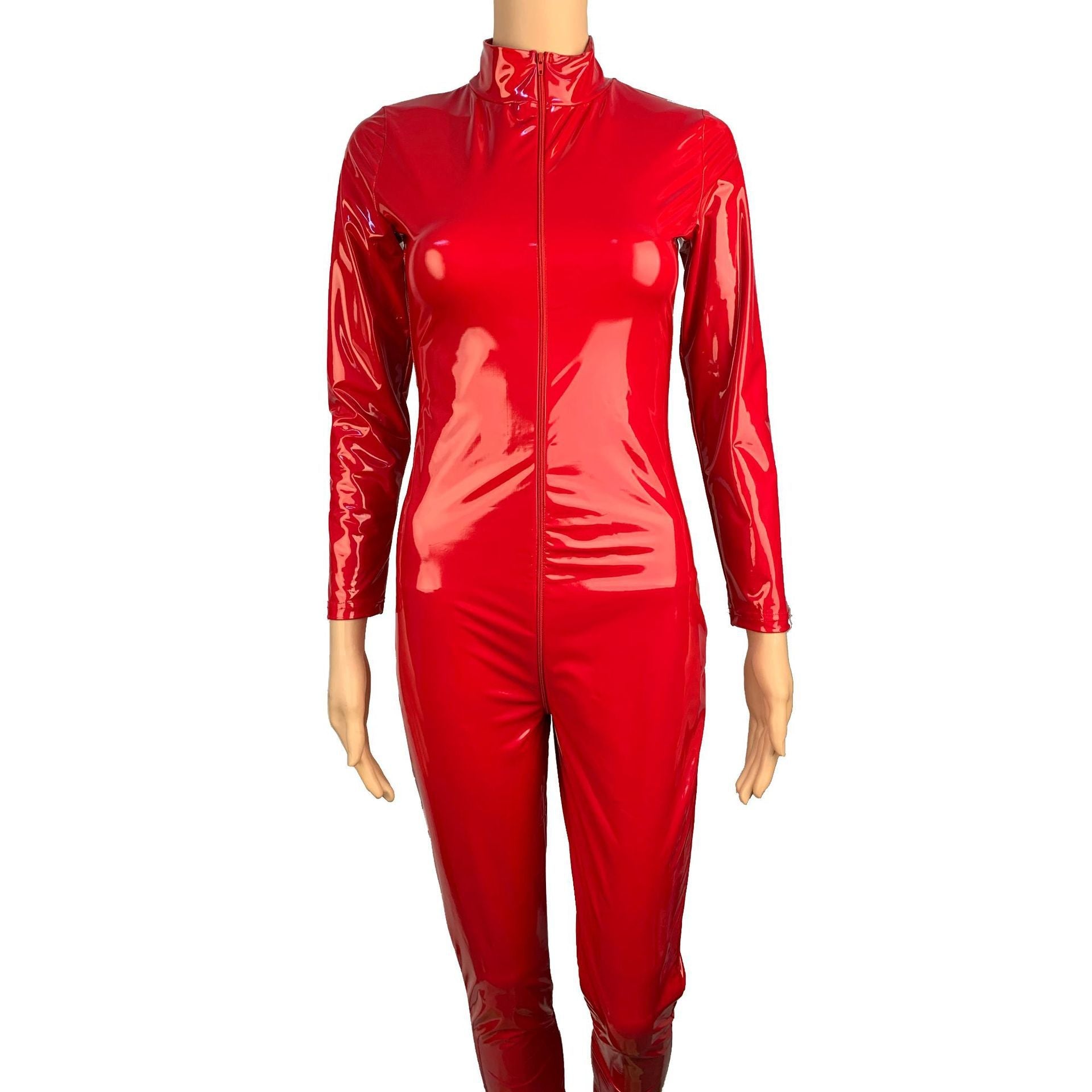 Full Black Bodysuit Turtleneck Vinyl