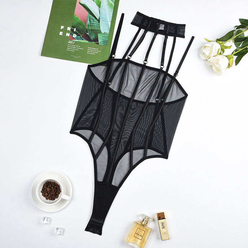 Black Lace Bodysuit Lingerie HubLai Slutty Teddy Choker