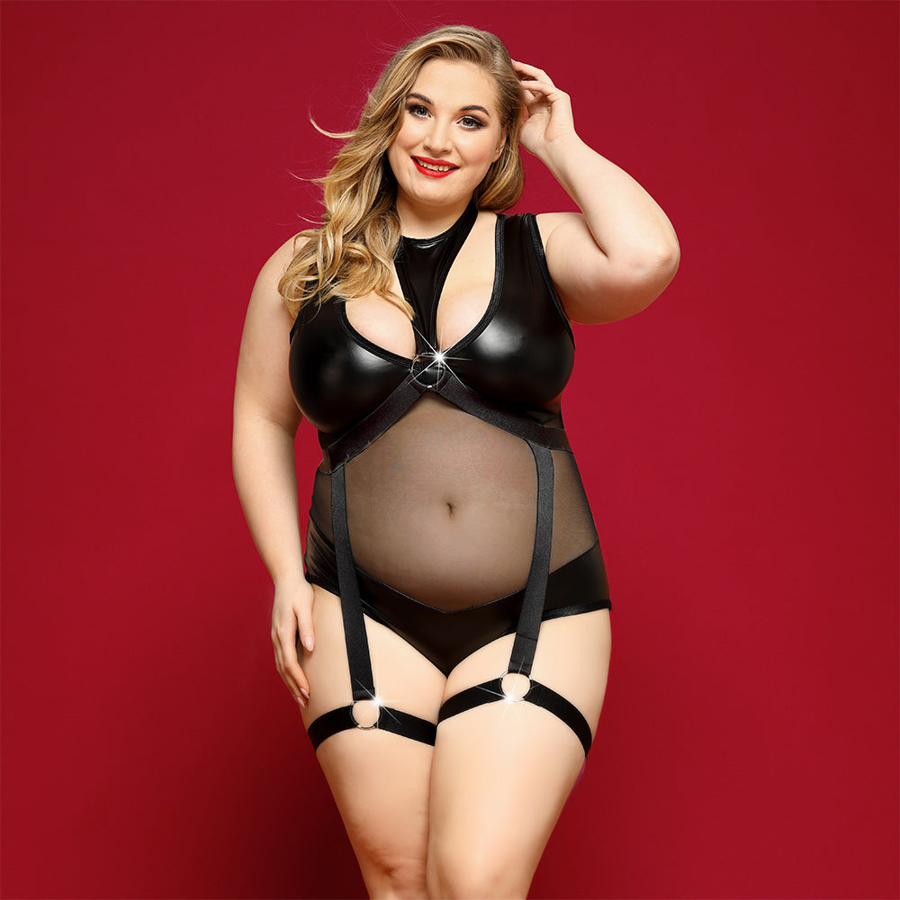 Plus Size Naughty HubLai Lingerie Harness Latina Bodysuit Teddy