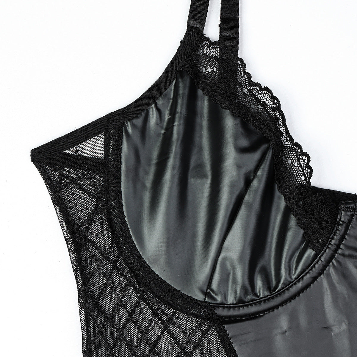 Black Leather Lace HubLai Lingerie