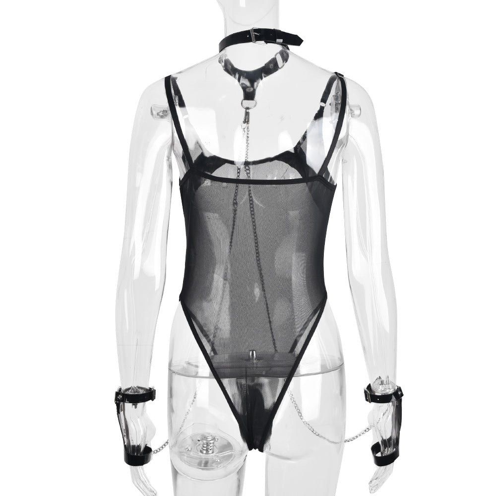 Latina Long Sleeve Bodysuit Sexy HubLai Lingerie Women Teddy Choker