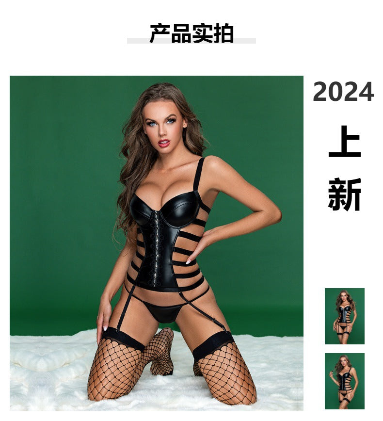 Intimate HubLai Leather Lingerie Bodysuit Submissive Teddy