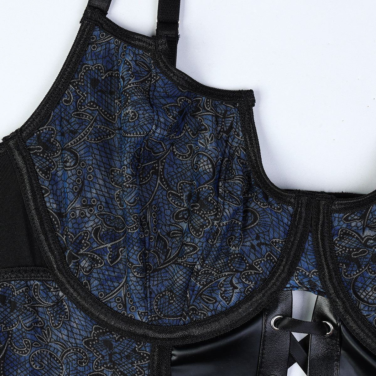 Leather Floral Corset Bodysuit HubLai Lingerie