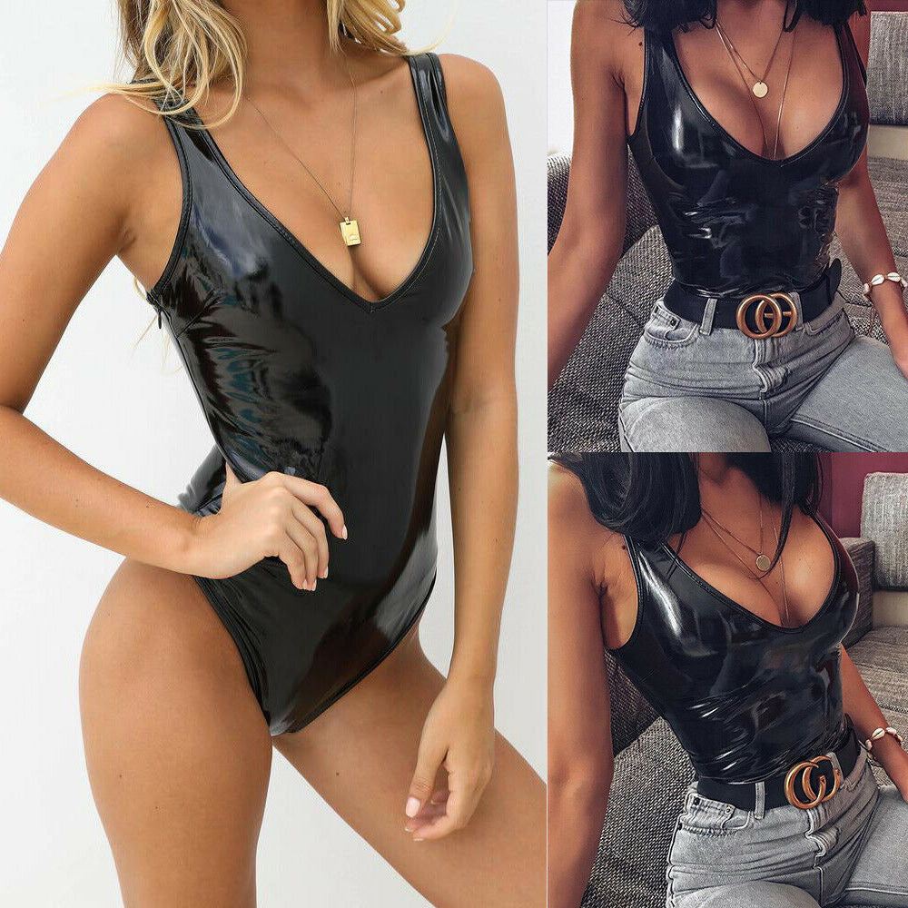 Naughty Leather Bodysuits Extreme HubLai Lingerie Submissive Teddy Fetish