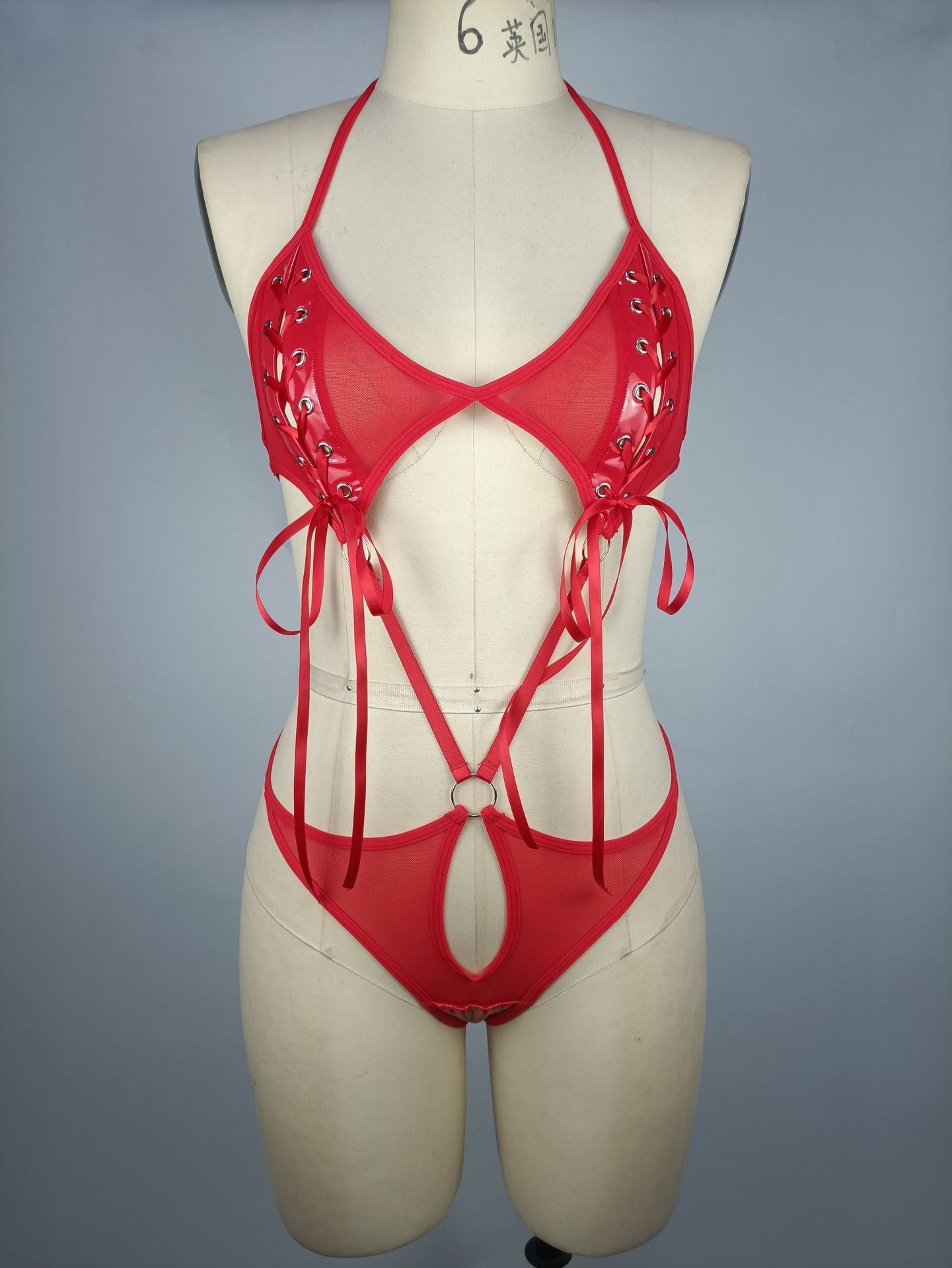 Black Sexy Bodysuit Red Plus Size Leather Lingerie Latina Teddy
