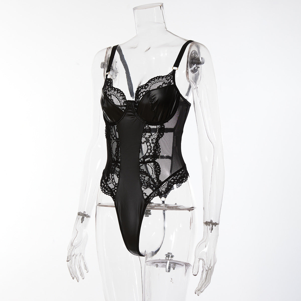 Lace Leather Black HubLai Lingerie
