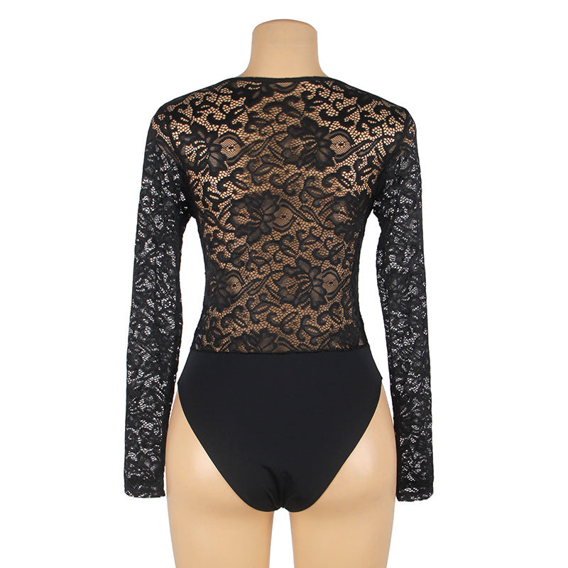 Slutty Open Back Bodysuit Black lingerie for older women Teddy
