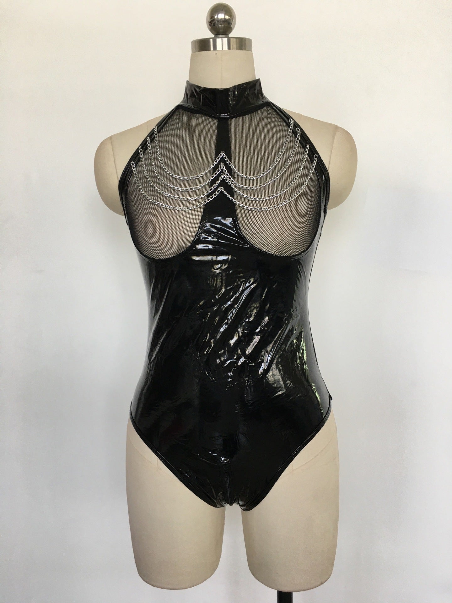 Womens Black Bodysuit Intimate HubLai Leather Lingerie Latina Teddy