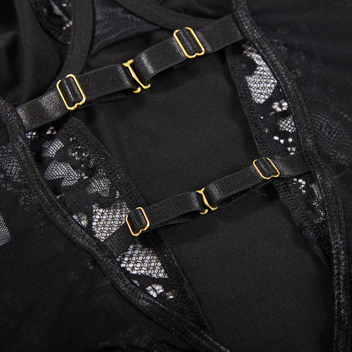 Lace Leather Black HubLai Lingerie