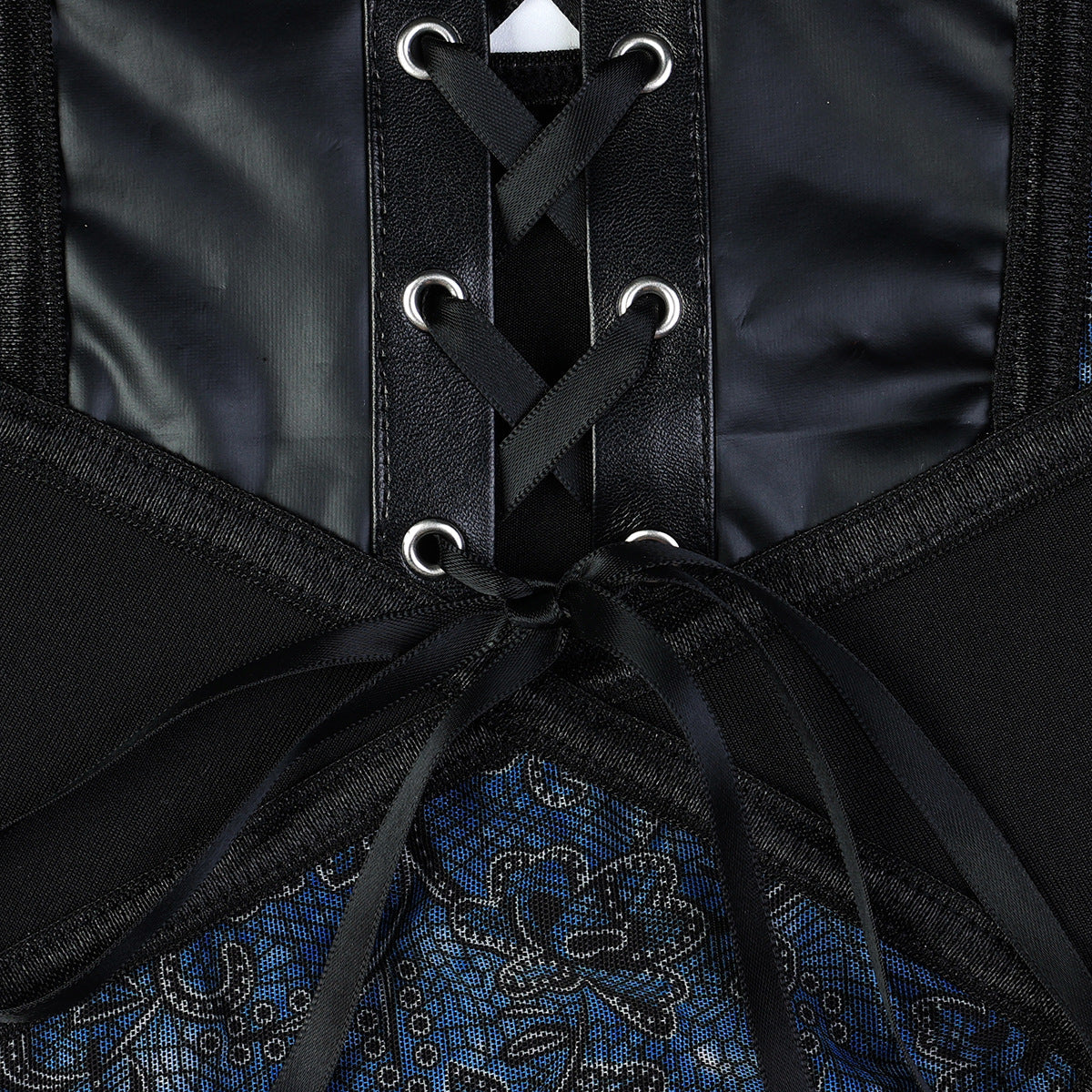 Leather Floral Corset Bodysuit HubLai Lingerie