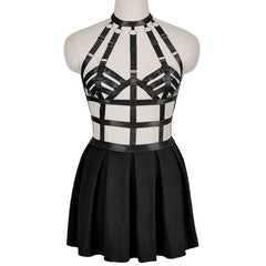 Revealing Black Bodysuit Latina Sexy Harness Lingerie Women  Teddy