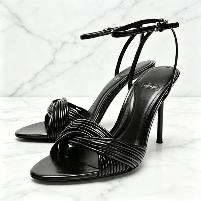 Ankle Strap Metal Buckle Heels