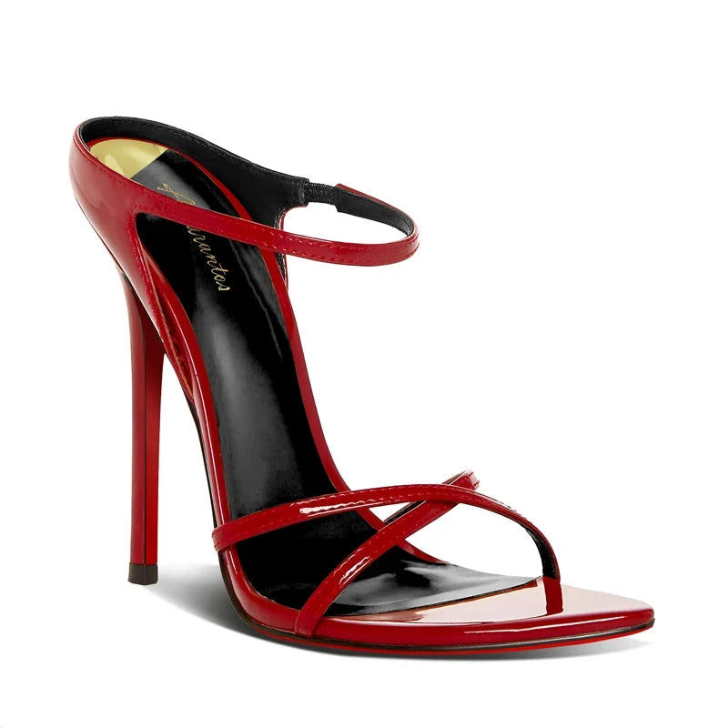 Black Slim Heeled Sandals