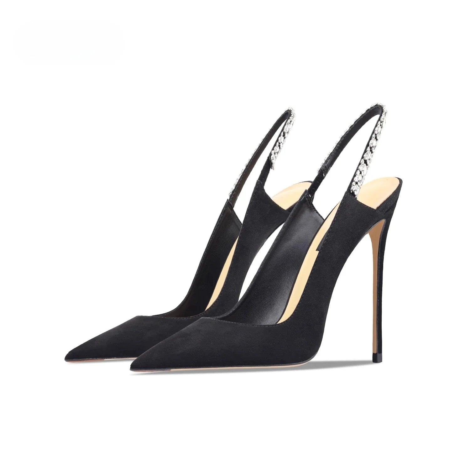 Black suede rhinestone Sandals