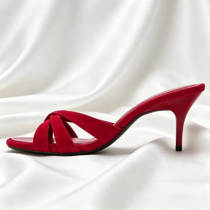 Crossover Front-Strap Mule Sandals