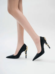 Black high-heeled shoes for women