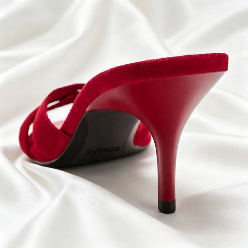 Crossover Front-Strap Mule Sandals