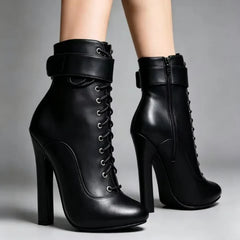 15CM Square High Heels Short Boots