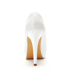 14cm white PU high-heeled shoes