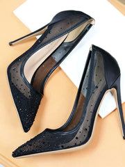 Diamond Mesh Pointed Ultra High Heels