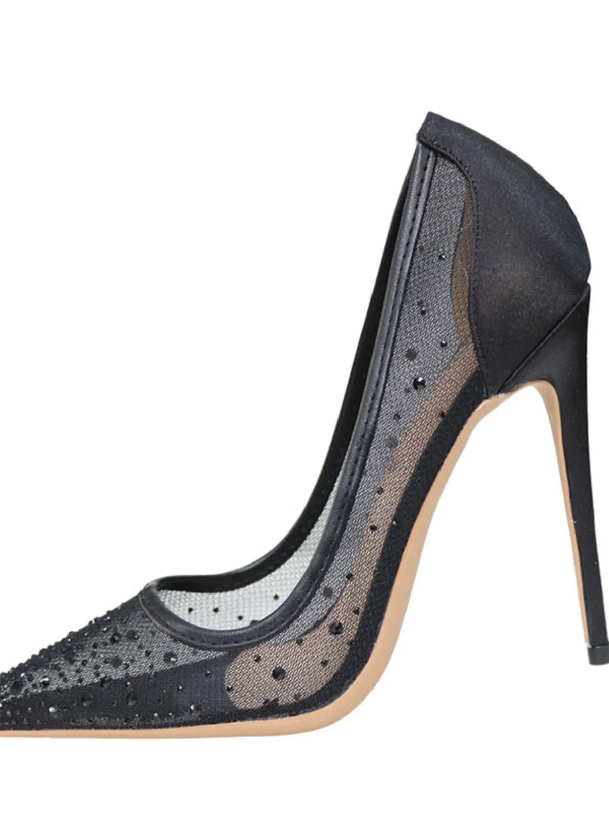 Diamond Mesh Pointed Ultra High Heels
