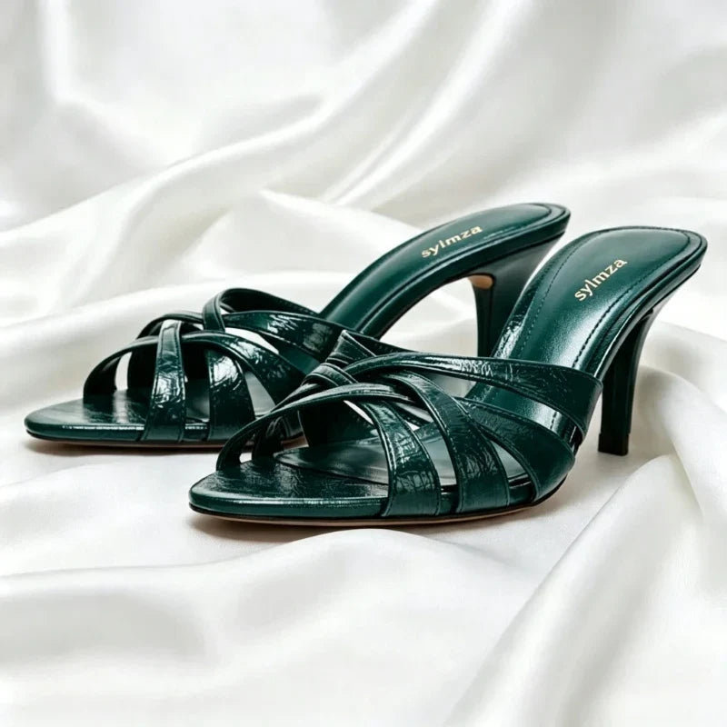 Cross Tied Brand Heeled Sandals