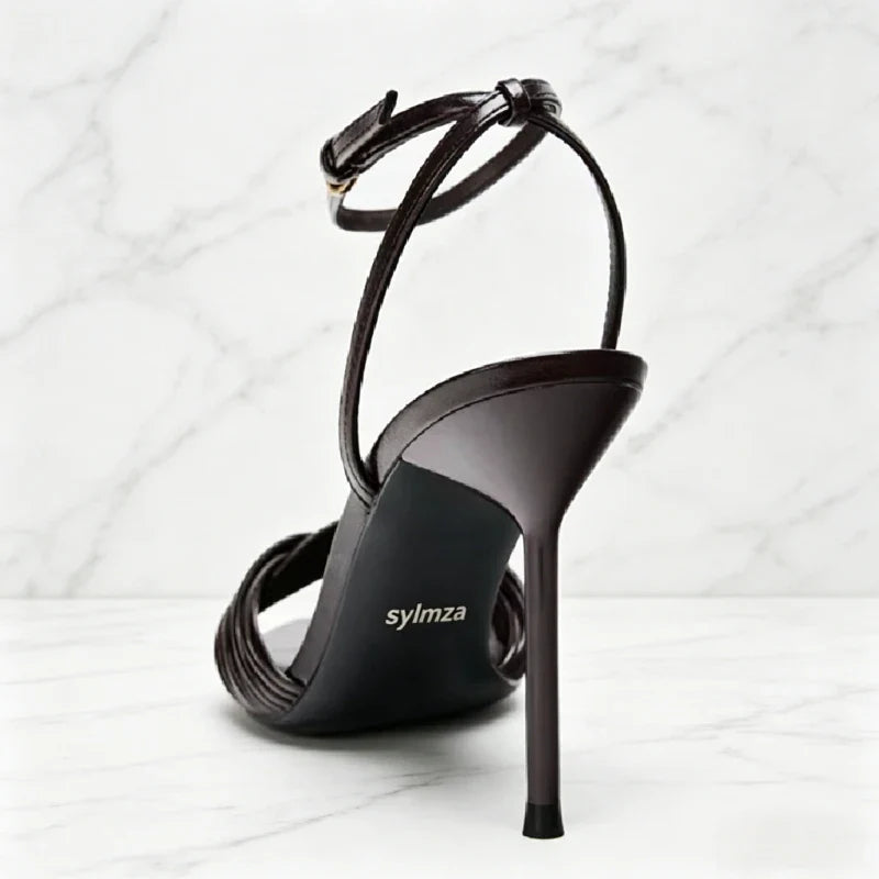 Ankle Strap Metal Buckle Heels