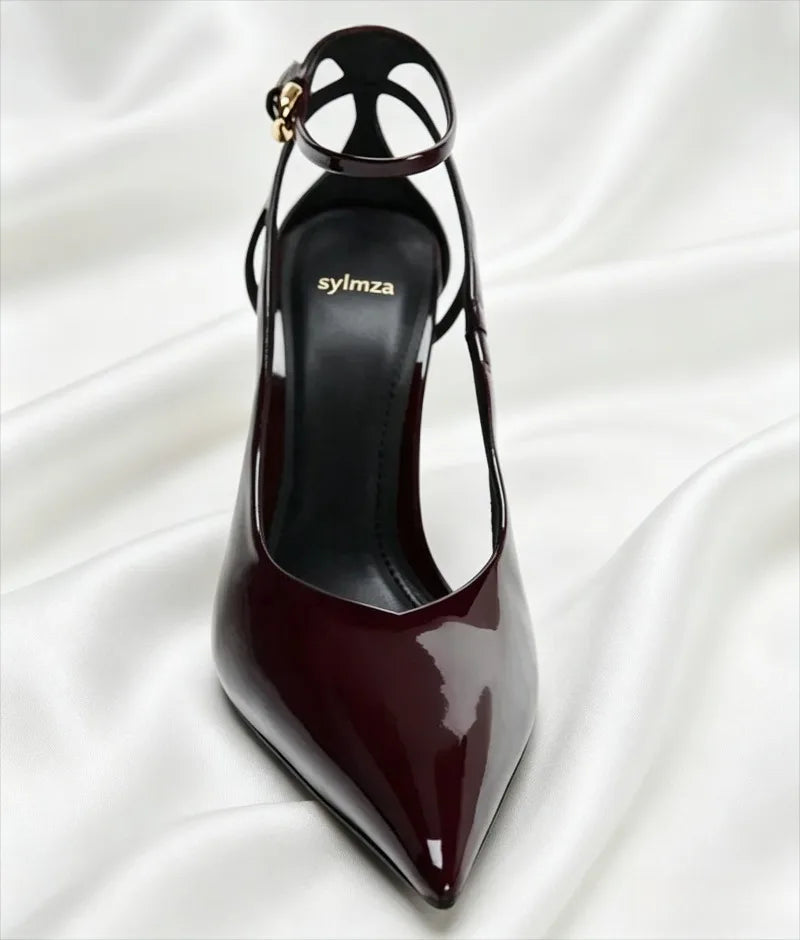 Ankle Strap Buckle Slingback Design Stiletto Sandals