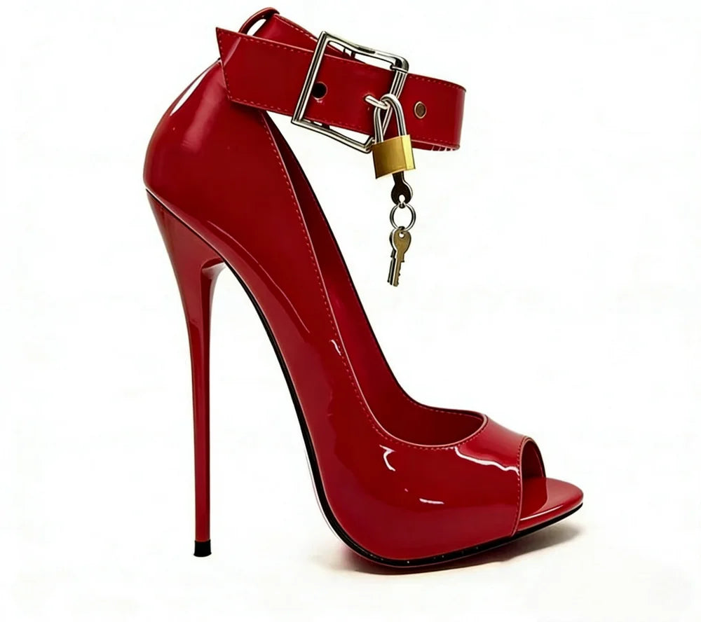 Orange Big Buckle High Heels