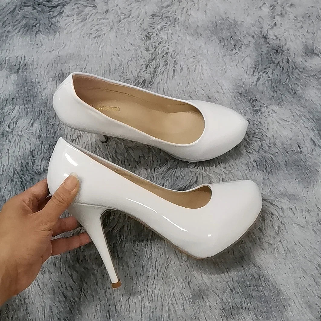 12cm Classic Patent Leather Shallow Slip-On High Heels