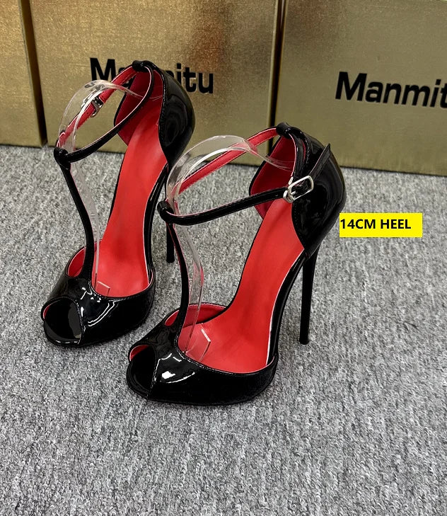 T-shape Strap 16cm High Heels Sandals